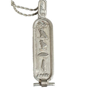 Sterling Silver Egyptian Cartouche Hieroglyph Pendant Necklace Egyptian Art